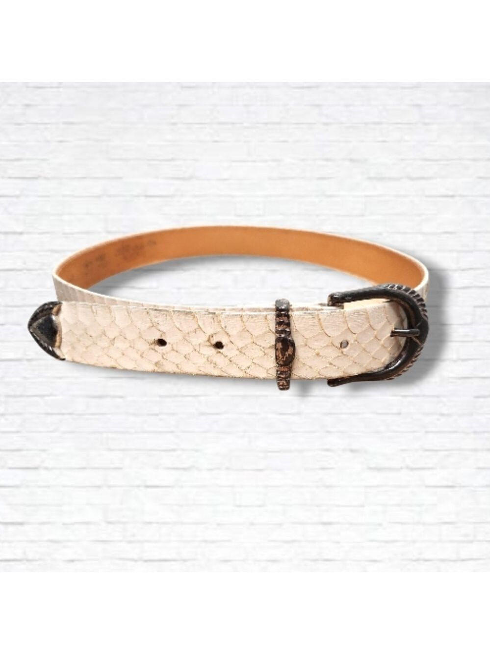 Vintage Off-White Snakeskin Belt Size XS/S